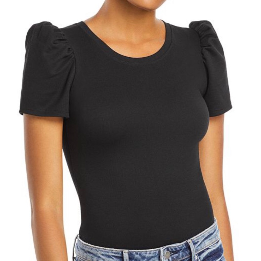 Black short sleeved body suit Bloomingdales aqua